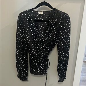 Black and White Star Wrap Blouse